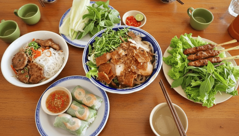 Sample must-try dishes like cao lau, banh xeo, or grilled skewers right from the street